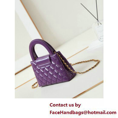 Chanel Shiny Crumpled Calfskin  &  Gold-Tone Metal Mini Shopping Bag AS4416 Purple 2025